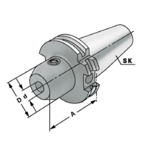 SK Taper with Weldon and Internal Cooling AD Dimensions